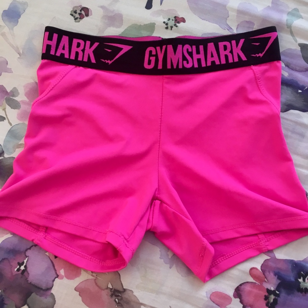 Gymshark Spandex Shorts Neon Pink and Black